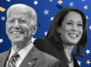 Joe Biden e Kamala Harris em flyer comercial da posse