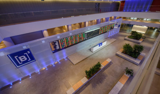 Foto interna da sede da B3, em São Paulo