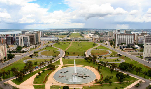 Foto aérea de Brasília, com Esplanada dos Ministérios e Congresso Nacional