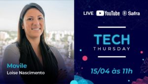 Card de promoção da Tech Thursday, com Loise Nascimento