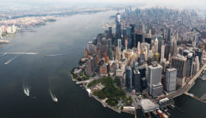 Foto aérea da ilha de Manhattan, em Nova Iorque