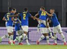 Seleção brasileira, cujos jogadores dominam lista de mais valiosas da Copa América, comemora gol