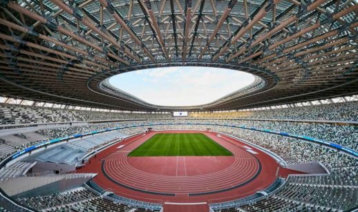 Vista aérea do Estádio Nacional, de Tóquio, no Japão, onde será realizada a abertura das Olimpíadas