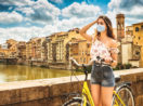 Turista de bike na Itália