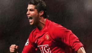 Cristiano Ronaldo celebra gol pelo Manchester United em sua primeira passagem pelo clube