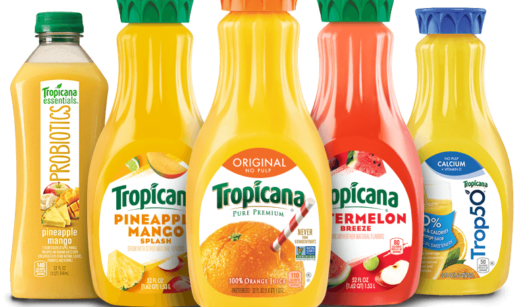 Garrafas do suco Tropicana, que foi vendido pela PepsiCo