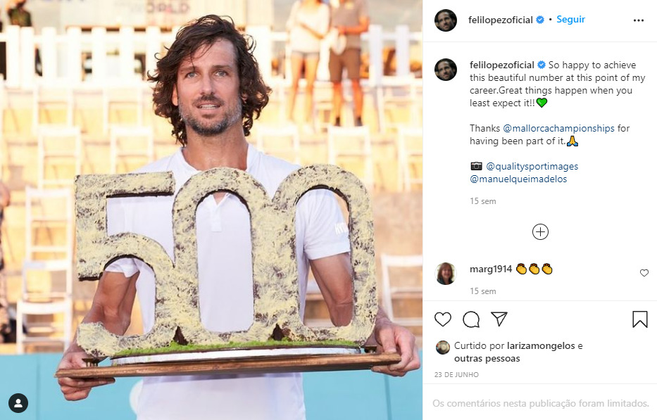 Feliciano Lopez atingiu recentemente a 500ª vitória como tenista profissional | Foto: Reprodução/Instagram