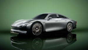 Mercedes-Benz Vision EQXX, carro elétrico, cinza, de lado