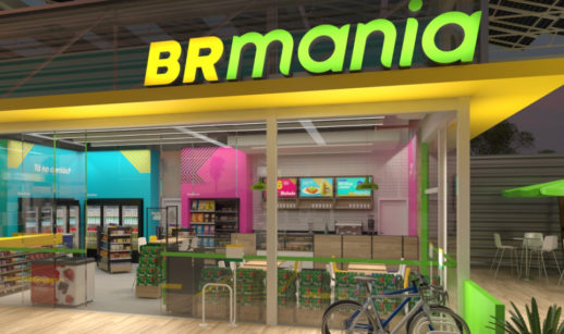 Fachada renovada da loja BR Mania, da Vibra Energia, que fez parceria com as Lojas Americanas