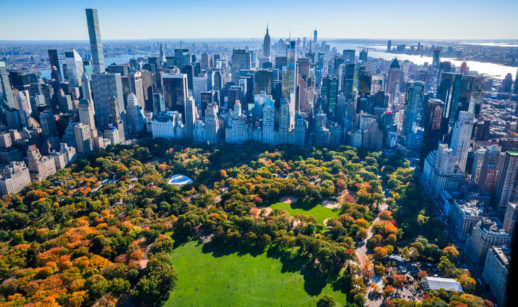 Aérea do Central Park, em Nova York, em dia ensolarado, alusivo à diversificação internacional dos investimentos
