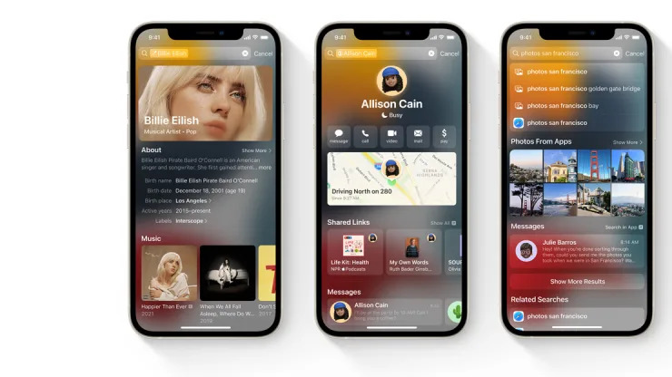 Novo visual da ferramenta de busca dos iPhones com iOS 16 | Divulgação/Apple