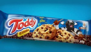 Embalagem de cookie da marca Toddy, licenciada para o uso por parte da Camil