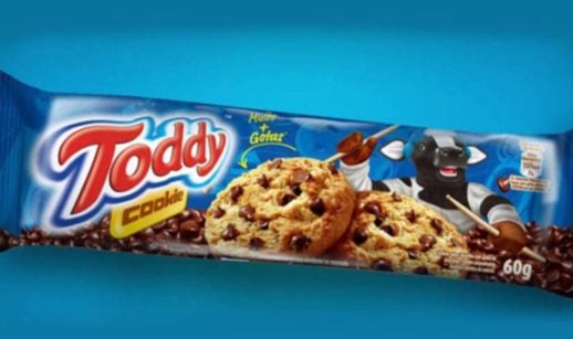 Embalagem de cookie da marca Toddy, licenciada para o uso por parte da Camil