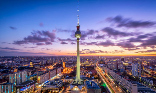 Aérea de Berlin, na Alemanha, com destaque para torre de TV em Alexanderplatz, um dos países da Europa afetados pelo corte do gás russo